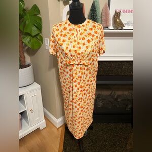 Vintage Late 50s/Early 60s Yellow Orange Floral Dress